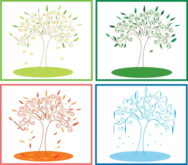 Ağaç dört mevsim — Stok Vektör