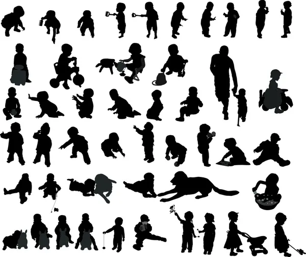 Silhouettes enfants lory — Image vectorielle