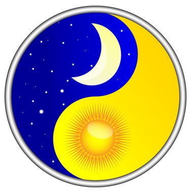 Day and night Yin and Yang clipart