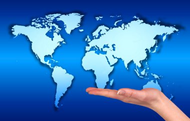 Holding the world on the hand clipart