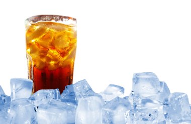 Cola with ice cubes clipart