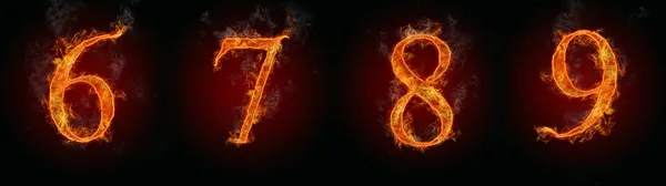 Fiery font "6,7,8,9" — Stock Photo, Image