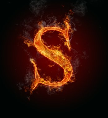 Flaming font, letter S clipart