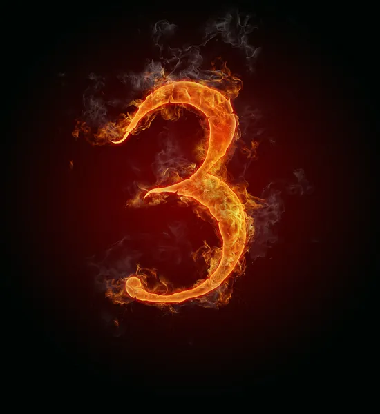 Fire number "3" — Stock Photo, Image