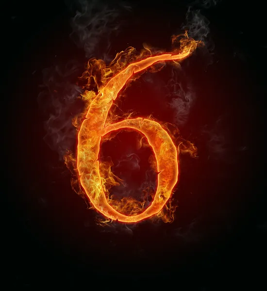Fire number "6" — Stock Photo, Image
