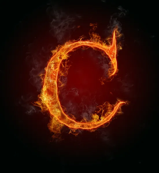 Flaming font, letter C — Stock Photo, Image