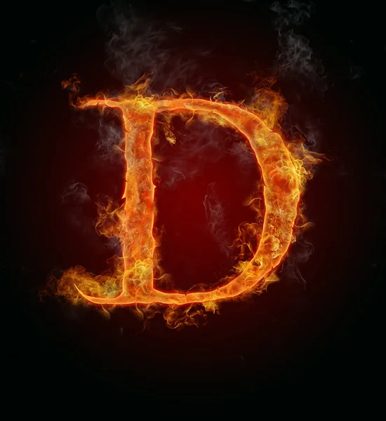 불타는 글꼴, 문자 d — 스톡 사진