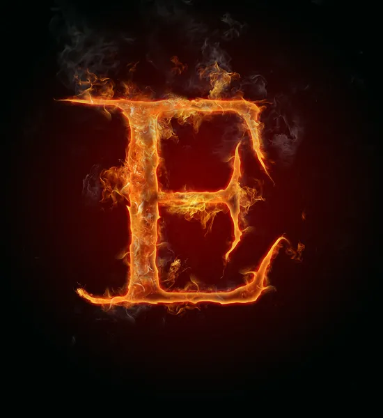 Flaming fuente, letra E — Foto de Stock