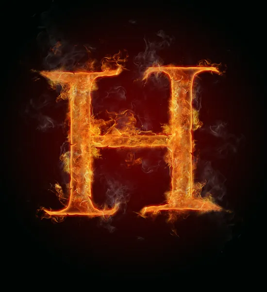 Пылающий шрифт, буква H — стоковое фото