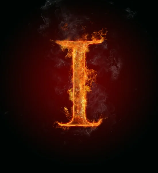 Flaming font, letter I — Stock Photo, Image