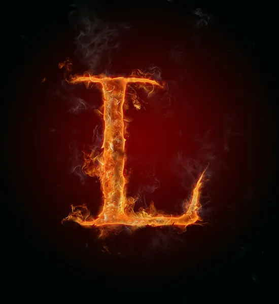 Flaming font, letter L — Stock Photo, Image