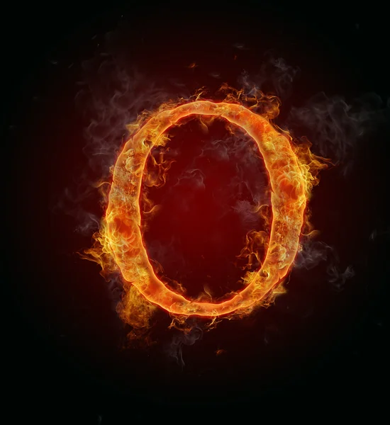 Flaming font, letter O — Stock Photo, Image