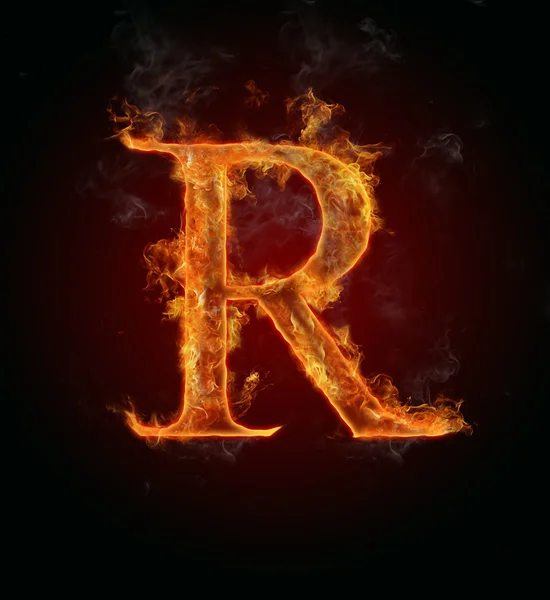 Пылающий шрифт, буква R — стоковое фото