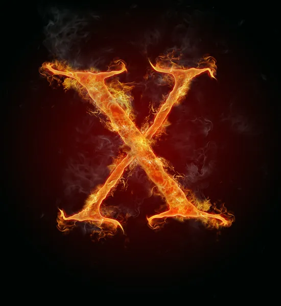 Flaming fuente, letra X — Foto de Stock