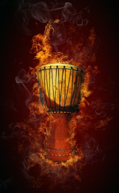 Djembe in flames clipart