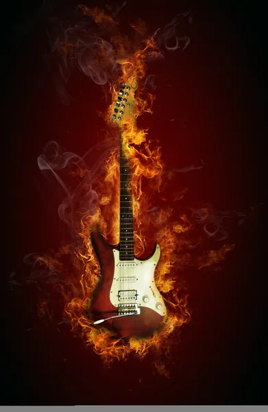 Brand-gitaar — Stockfoto