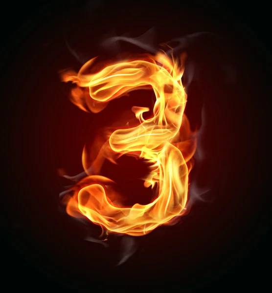 Fire number "3" — Stock Photo, Image