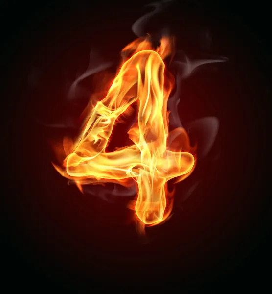 Fire number "4" — Stock Photo, Image