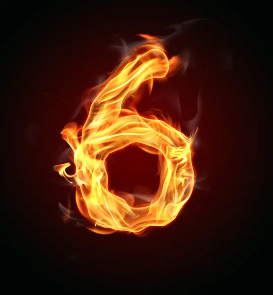 Fire number "6" — Stock Photo, Image