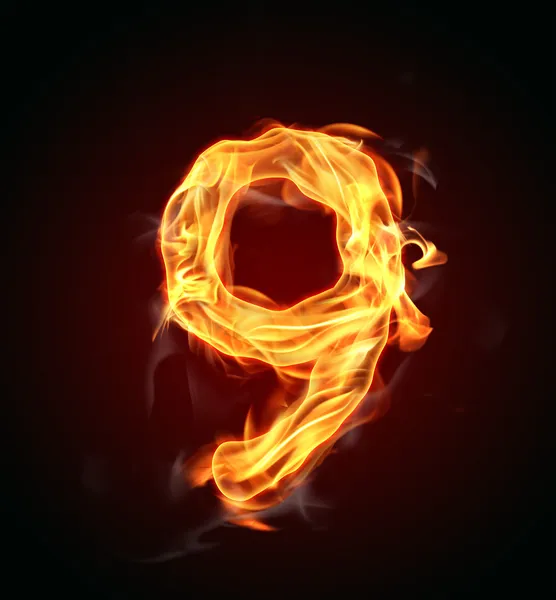 Fire number "9" — Stock Photo, Image