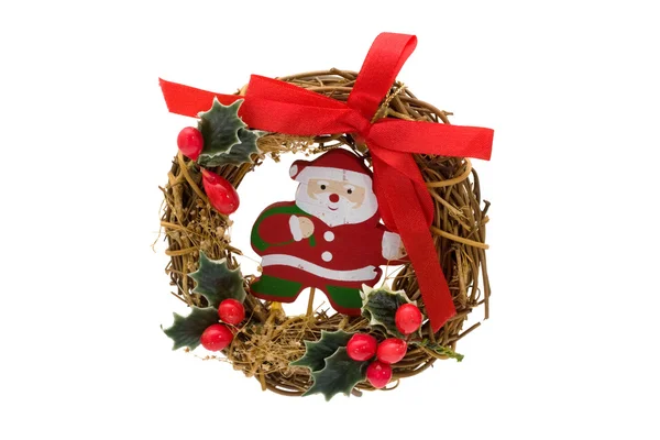 サンタ クロースとクリスマスの花輪 — ストック写真