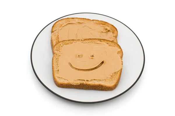 Manteiga de amendoim e torrada de trigo integral — Fotografia de Stock