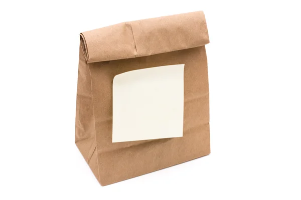 Бумажный ланч с коричневой бумагой — стоковое фото