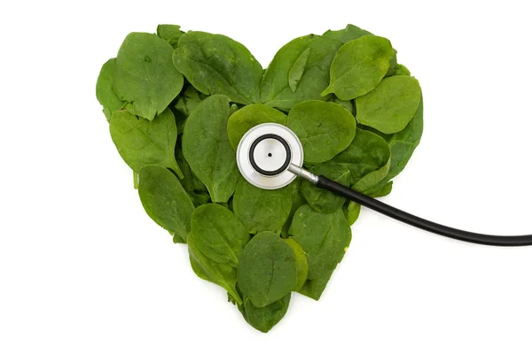 Srdce přátelské super jídlo špenát — Stock fotografie