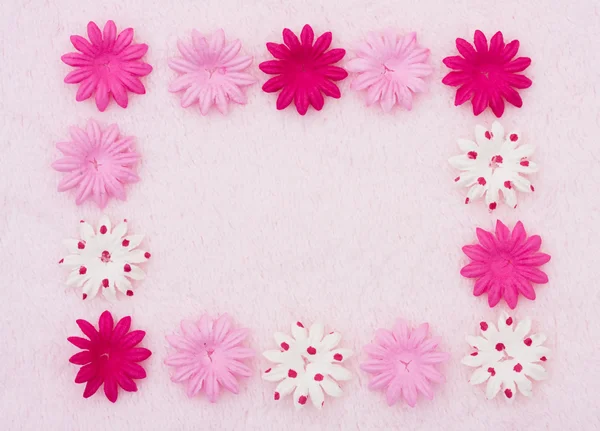 粉红色的花边框 — 图库照片