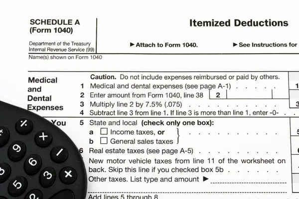 Federal Tax Forms for Items Deductions — Stock Photo, Image