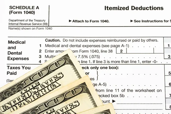 Federal Tax Forms for Items Deductions — Stock Photo, Image