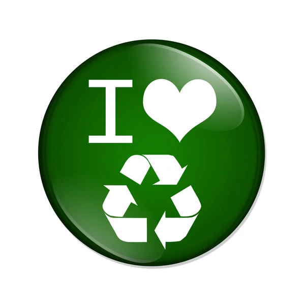 Eu adoro botão de reciclagem — Fotografia de Stock