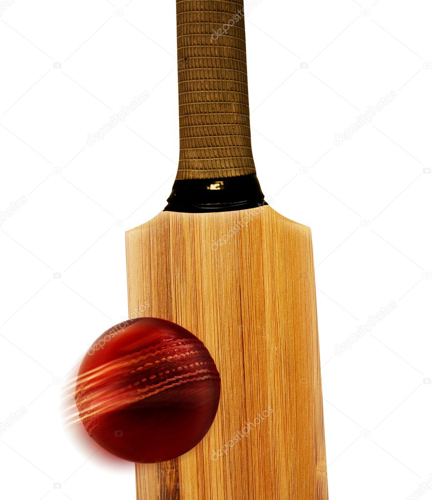 cricket bat and ball and wickets