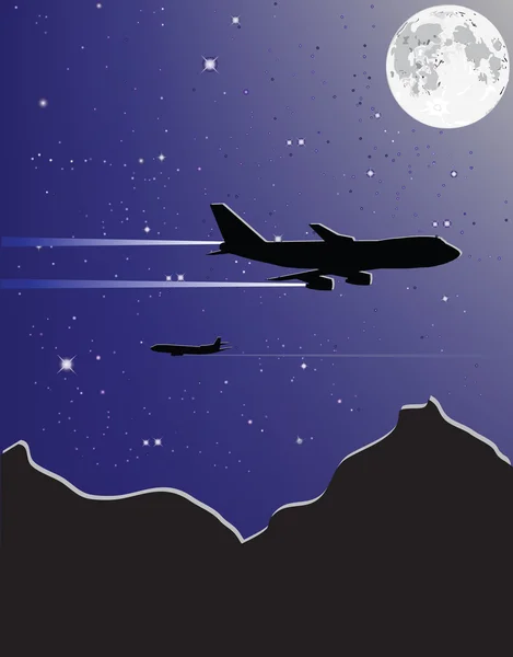 Aircraft in the moonlight — Stock Photo, Image