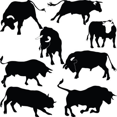 Bulls silhouettes clipart