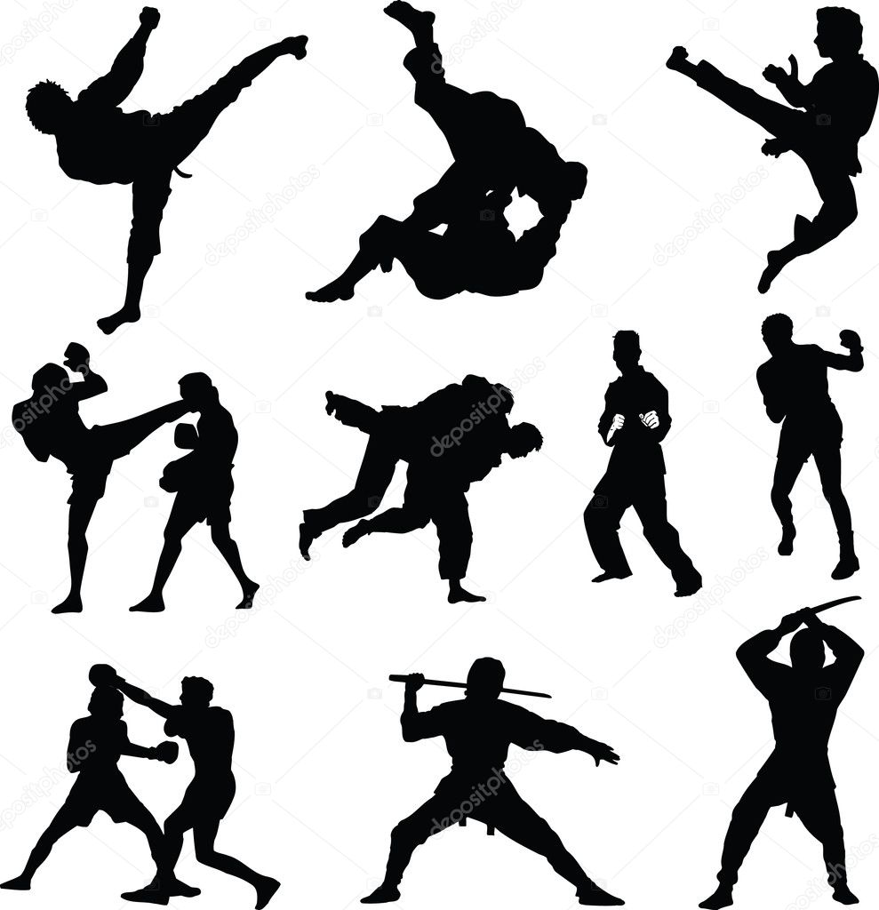 Combat sports silhouettes
