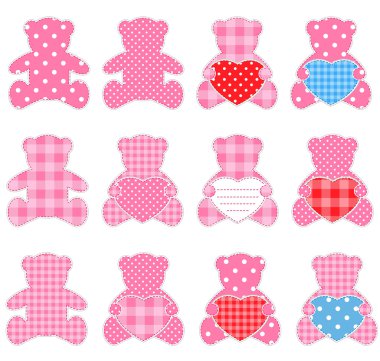 Twelve pink bears clipart