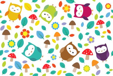 Owls leafs background clipart