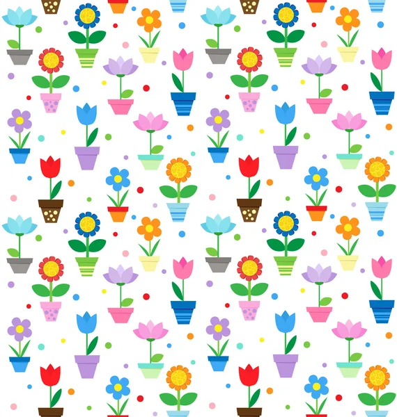 Flores en macetas patrón — Archivo Imágenes Vectoriales