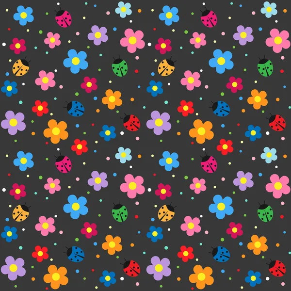 Ladybugs ve çiçekler arka plan — Stok Vektör