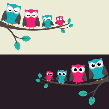 Family of owls clipart