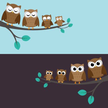 Family of owls clipart