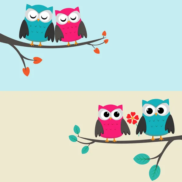 Owls_couples — 스톡 벡터