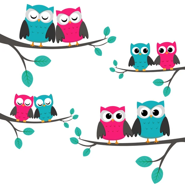 Owls_couples — Stockový vektor