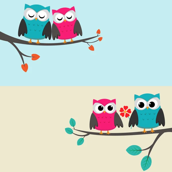 Owls_couples — Stok Vektör