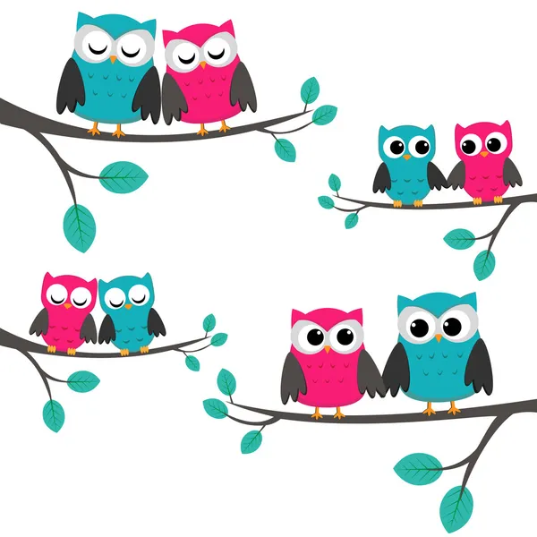 Owls_couples — Stockvector