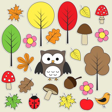 Autumnal stickers clipart