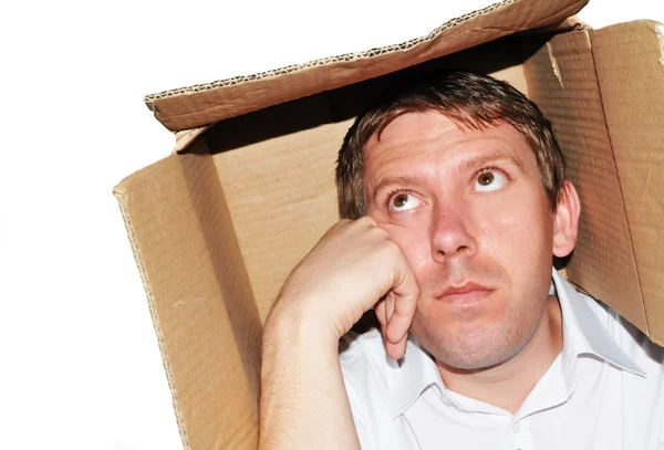 Businessman thinking inside the box — Stock Photo, Image