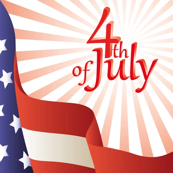 Vektör çizim - 4 Temmuz. Amerikan bayrağı. — Stok Vektör