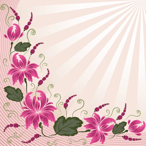 Flores de color rosa sobre fondo beige — Vector de stock